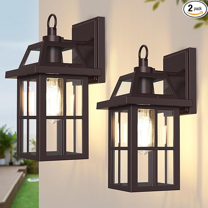 WIHTU Outdoor Wall Lantern, Porch Lights with Glass Shade, Waterproof Wall Sconce Light, ORB Fixtures Exterior Lighting, Aluminum Lanterns, Anti-Rust Front Door Garden