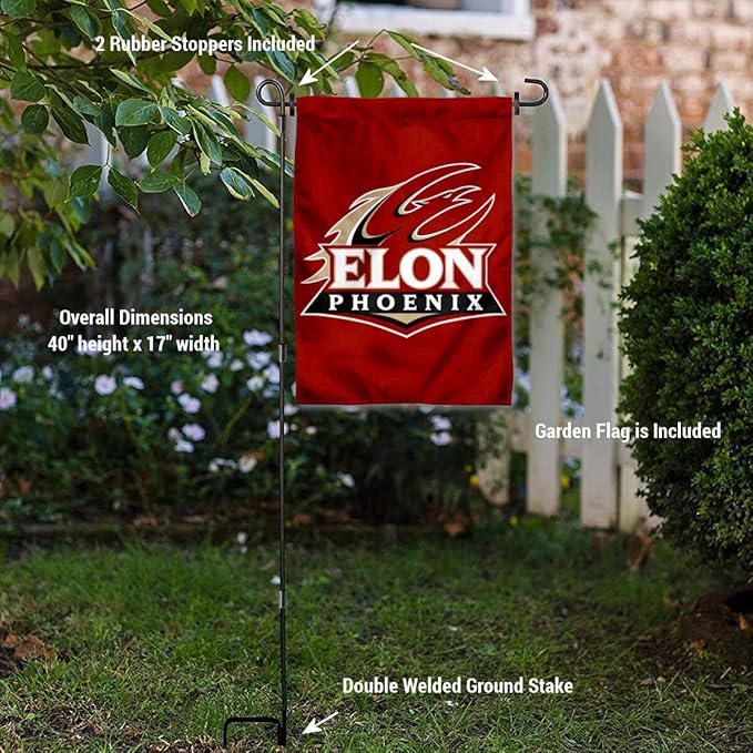 College Flags & Banners Co. Elon Phoenix Garden Flag with Stand Holder