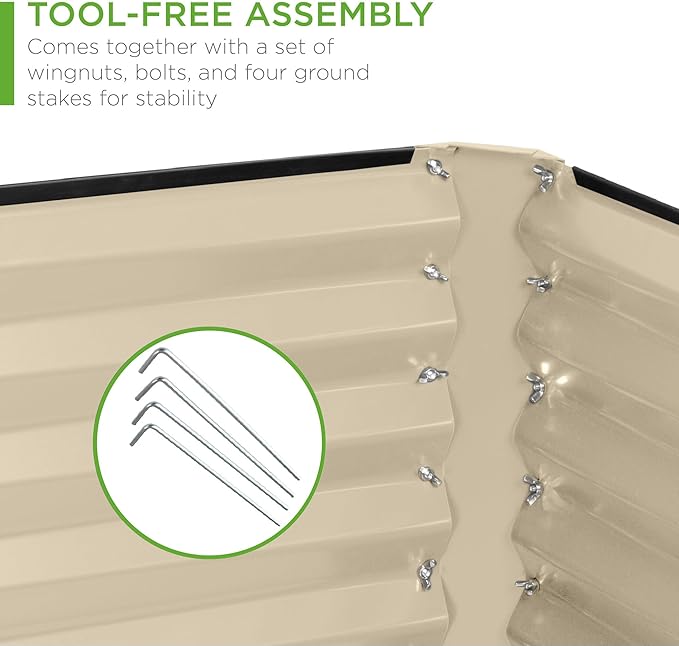 Best Choice Products 8x4x2ft Outdoor Metal Raised Garden Bed, Deep Root Planter Box for Vegetables, Flowers, Herbs, and Succulents w/ 478 Gallon Capacity - Beige