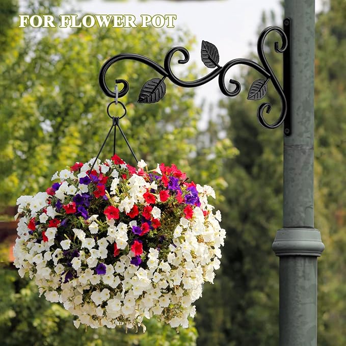 2 Pack Plants Hangers Outdoor Indoor Decor, Wall Hooks for Hanging Plant Bracket, Plant Hooks for Bird Feeder, Wind Chime, Lights, Lanterns