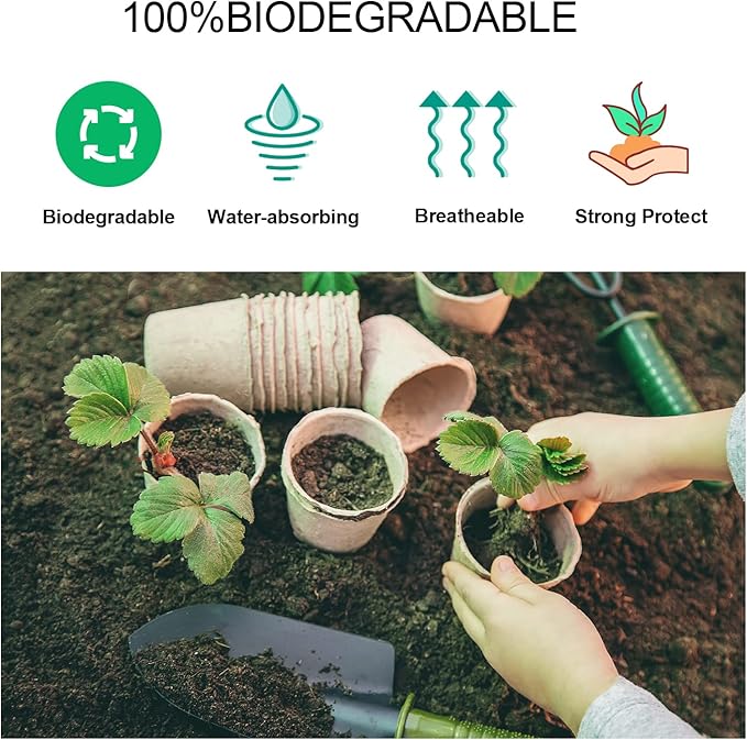 JERIA 100-Pack 3.15 Inch Peat Pots for Seedling with 100 Pcs Plant Labels,Outdoor Garden Germination Nursery Pots,Biodegradable Seed Starter Pots Kits