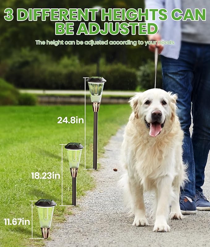 Bright Solar Pathway Lights Outdoor 8 Pack, 2-in-1 Warm&Cool Solar Lights Outdoor, Pathway Landscape Lighting Waterproof IP65, Auto On/Off Outdoor Light for Lawn Patio Walkway Garden Landscape