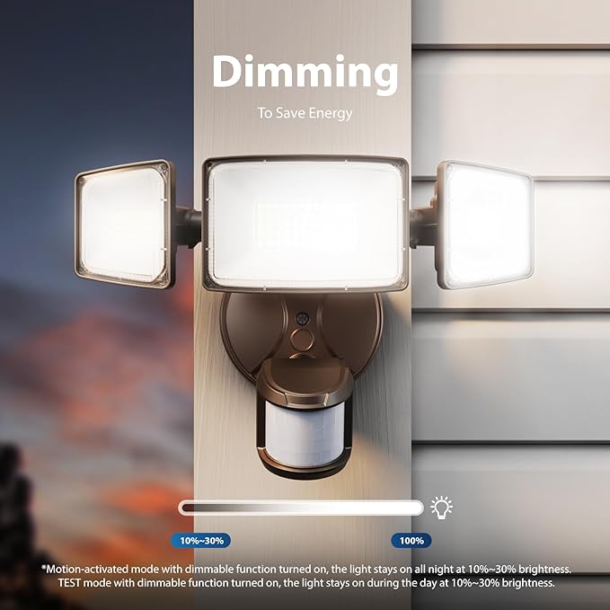 Onforu 75W LED Motion Sensor Outdoor Lights, Dusk to Dawn Flood Light Outdoor Motion Sensor, Hardwired Security Lights Floodlights Outside 7500LM 6500K Daylight IP65 Waterproof (Brown)