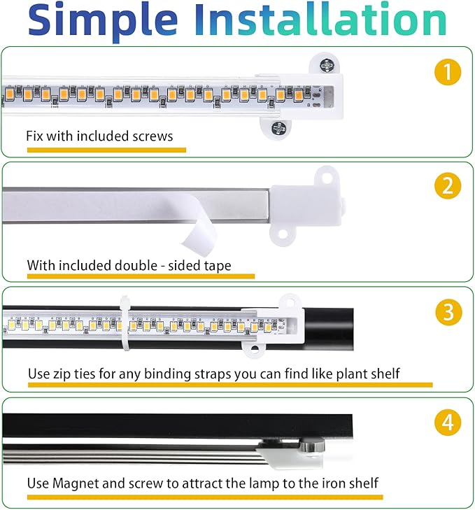 Two Heads Strip Growing Lamp, Full Spectrum Grow Light Strips for Indoor Plants with Auto ON/Off Timer & 4 Dimmable Levels, Led Grow Light for Green House Hydroponics Succulent