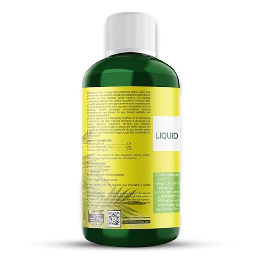 Organic Premium Seaweed Fertilizer for All Bonsai - Liquid Kelp Plant Food - Nutrient-Rich Liquid Plant Food & Soil Enhancer for Growth Control (32 OZ)