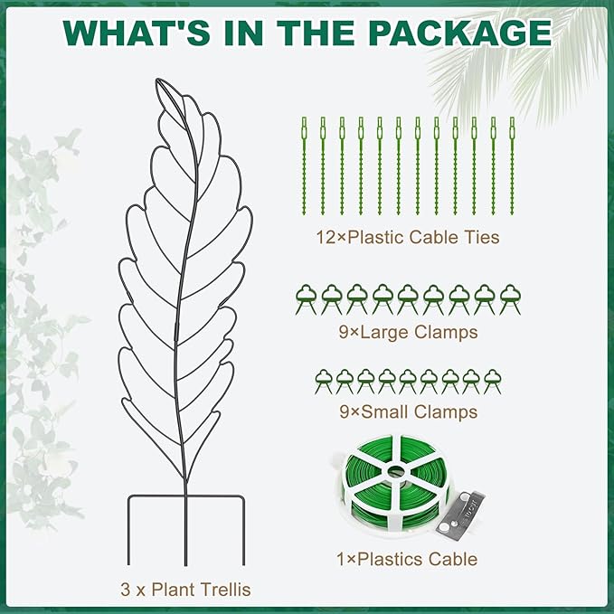 3 Pack Metal Garden Trellis for Climbing Plants, Black Metal Garden Trellis for Vines Plant Rose Vegetable Support,Large Decorative Outdoor Trellis