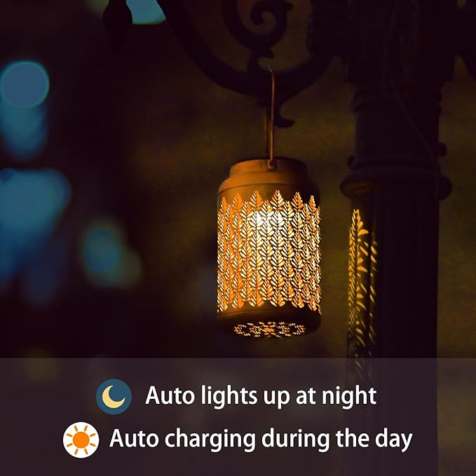 Solar Lanterns Outdoor Waterproof - Birthday Gifts for Women, Men, Mom, Mothers Day Gifts, Solar Lights Outdoor Hanging Garden Decor for Outside, Patio, Outdoor, Yard, Lawn, Balcony Grass