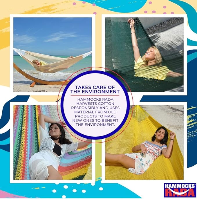 Hammocks Rada - Fits 12.5 to 13 Feet - Matrimonial Size - Finest Hammock - Very Fresh and Comfortable - Original Mayan Hammock