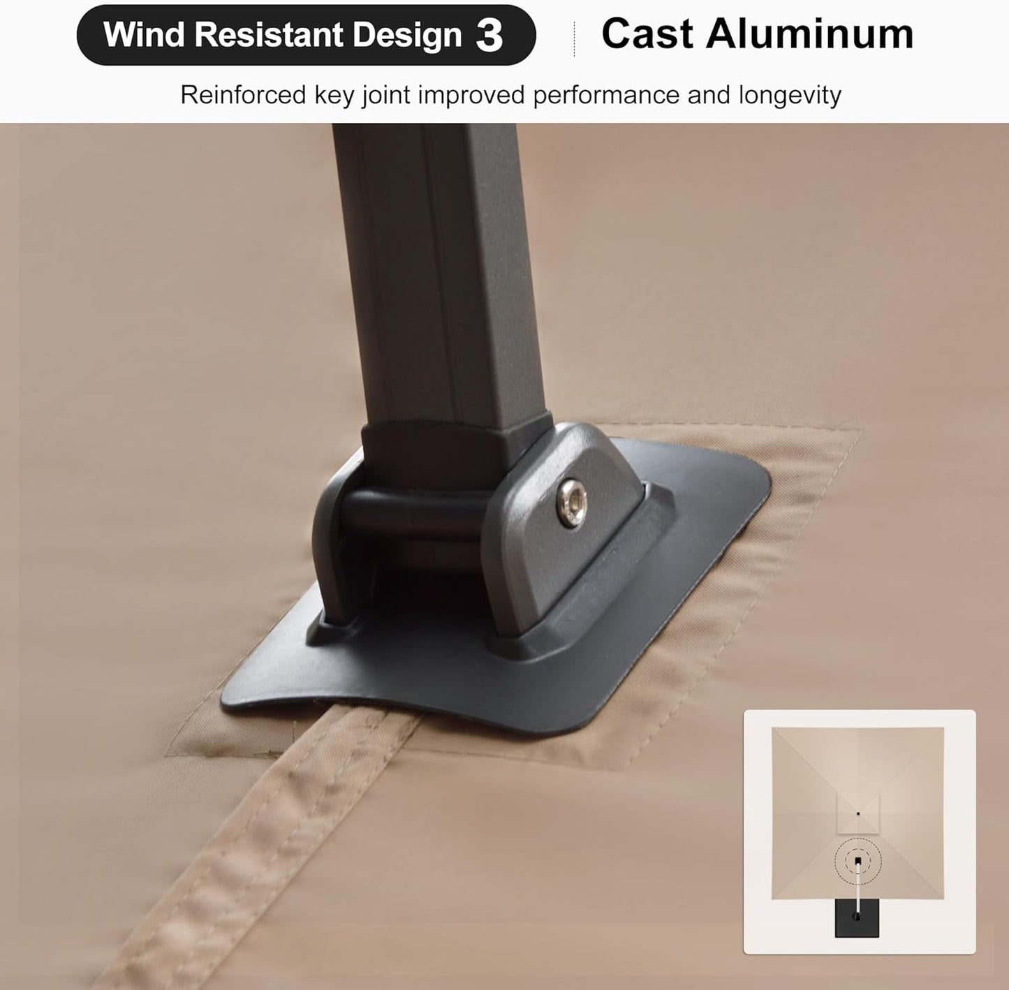 PURPLE LEAF 9' X 12' Cantilever Outdoor Umbrellas Large Patio Umbrella Hanging Double Top Rectangle Offset Umbrella with 360°Rotation Tilting Umbrella Outdoor Patio, Taupe