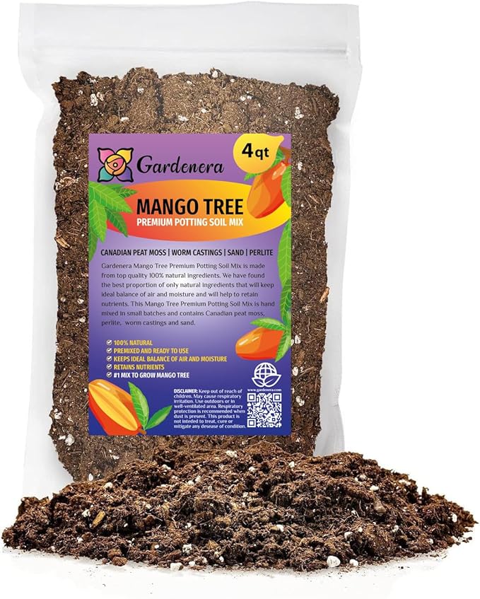 Mango Tree Potting Mix - Promote Strong Roots and Bountiful Yields with Our Premium Blend - 4 Quart