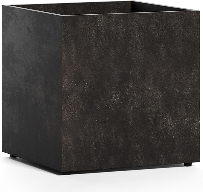 Reglito Cube Planter - 19.7 in x 19.7 in x 20.3 in - Brown Stone