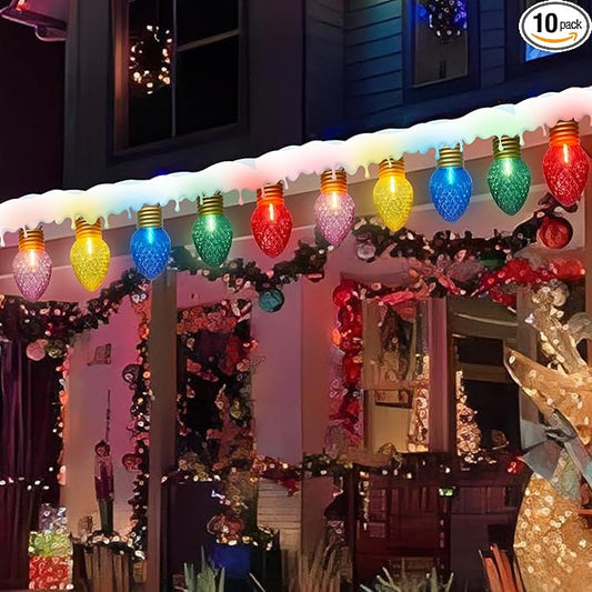 16FT Jumbo Christmas Lights,C7 Jumbo Xmas String Light Christmas Outdoor Decorations Lights with 10 Large Diamond Pattern Multicolor Bulb for Holiday Home Roof Yard Garden Decorations