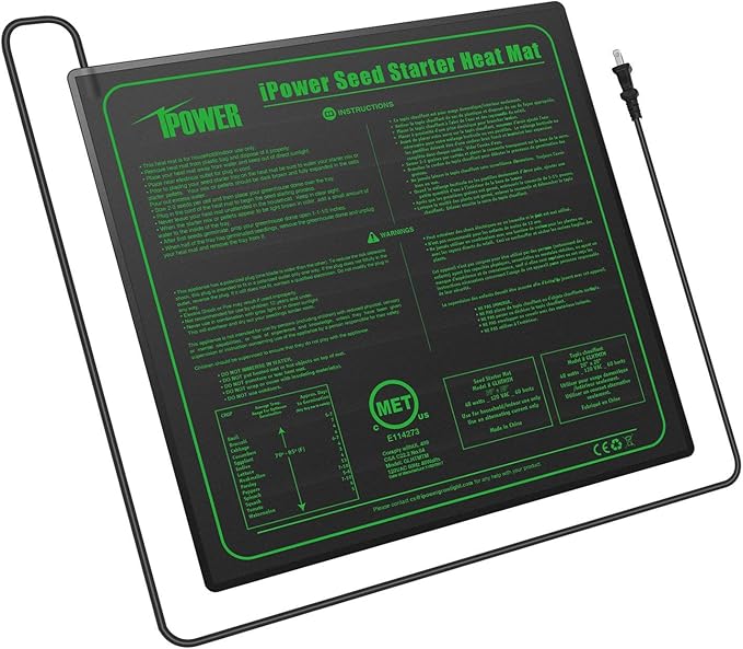iPower 20" x 20" Waterproof Durable Seedling Heat Mat Warm Hydroponic Plant for Indoor Gardening Germination Starting, 2 Pack