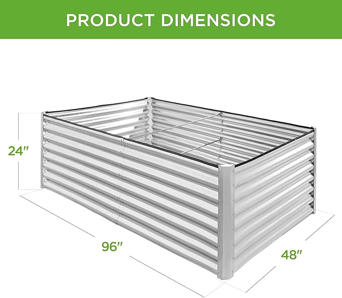 Best Choice Products 8x4x2ft Outdoor Metal Raised Garden Bed, Deep Root Planter Box for Vegetables, Flowers, Herbs, and Succulents w/ 478 Gallon Capacity - Galvanized