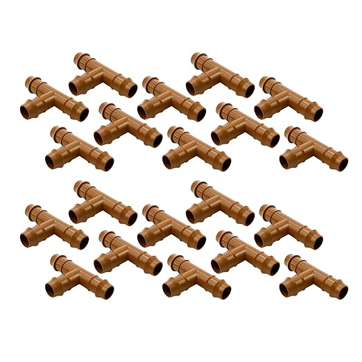 Dnyta 20pcs T Shaped Drip Irrigation Fittings Drip Line Connectors Kit 17mm Drip Irrigation Tubing 1/2 Inch Drip Line Connectors for Most 1/2" Irrigation Tubing or Sprinkler Systems
