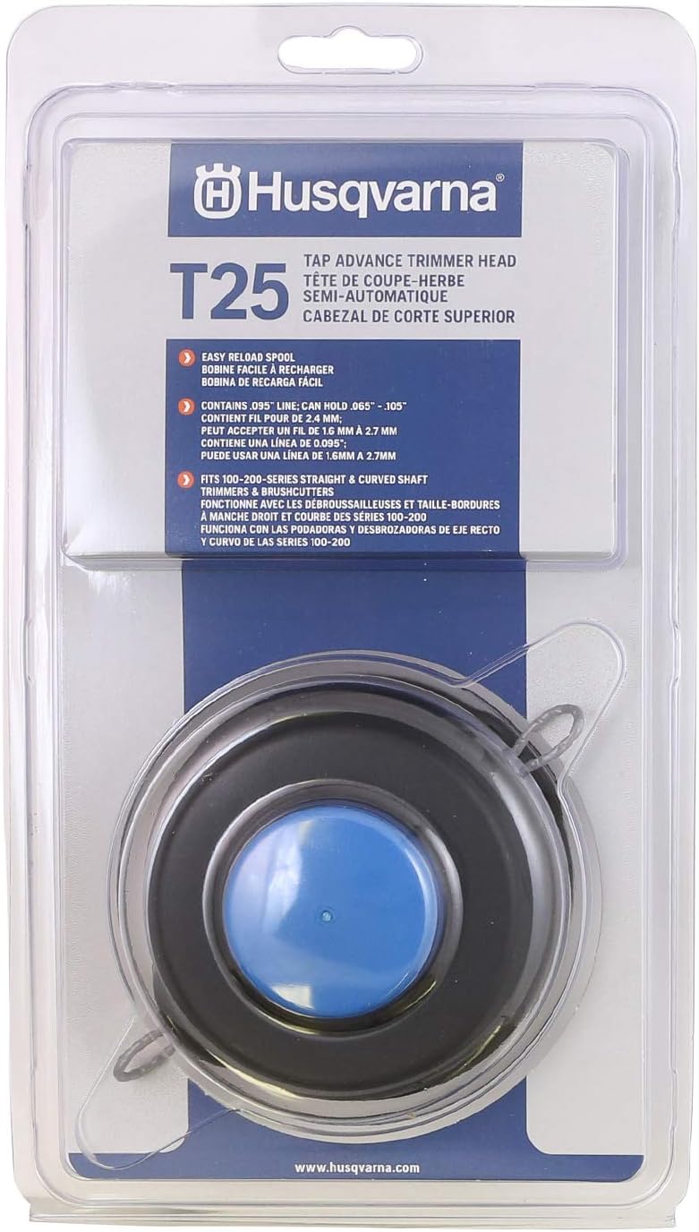 Husqvarna 966674401 T25 Tap Advance String Trimmer Head, Weed Eater Attachments 100-200 Series, Prewound with .095-Inch Trimmer Line, Black