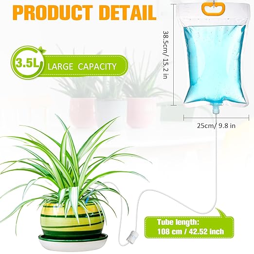 Rtteri 24 Pcs 3.5L Plant Water Bag Plant Watering System Device Automatic Plant Waterer Self Watering rip Bag Irrigation Drip Watering Bag with Adjustable Flow for Indoor Outdoor Potted Plant