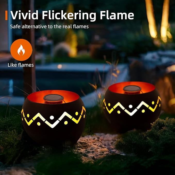 Outdoor Waterproof Lantern, High-Quality Flame Solar-Powered LED Light, Perfect for Gardens, Patios, Deck, Desktops, Pathways, Landscapes, and Lawns Decorations. (L24018)