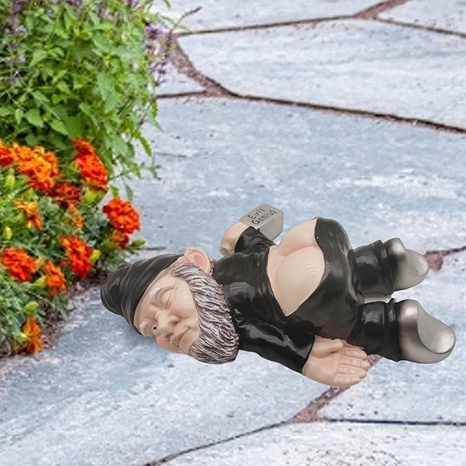 MINICAR 9.5'' Gnomes Statues Outdoor Decor, Large Naughty Sculptures Yard Decorations Patio Lawn Ornament, Funny Christmas Garden Gifts