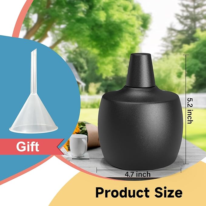 2-Pack Citronella Tabletop Torches, 21.5 oz Table Top Torches for Outdoor, Metal Oil Burner Candles, Garden Torches with Fiberglass Wick for Yard, Patio, Deck, Garden, Party, Landscape