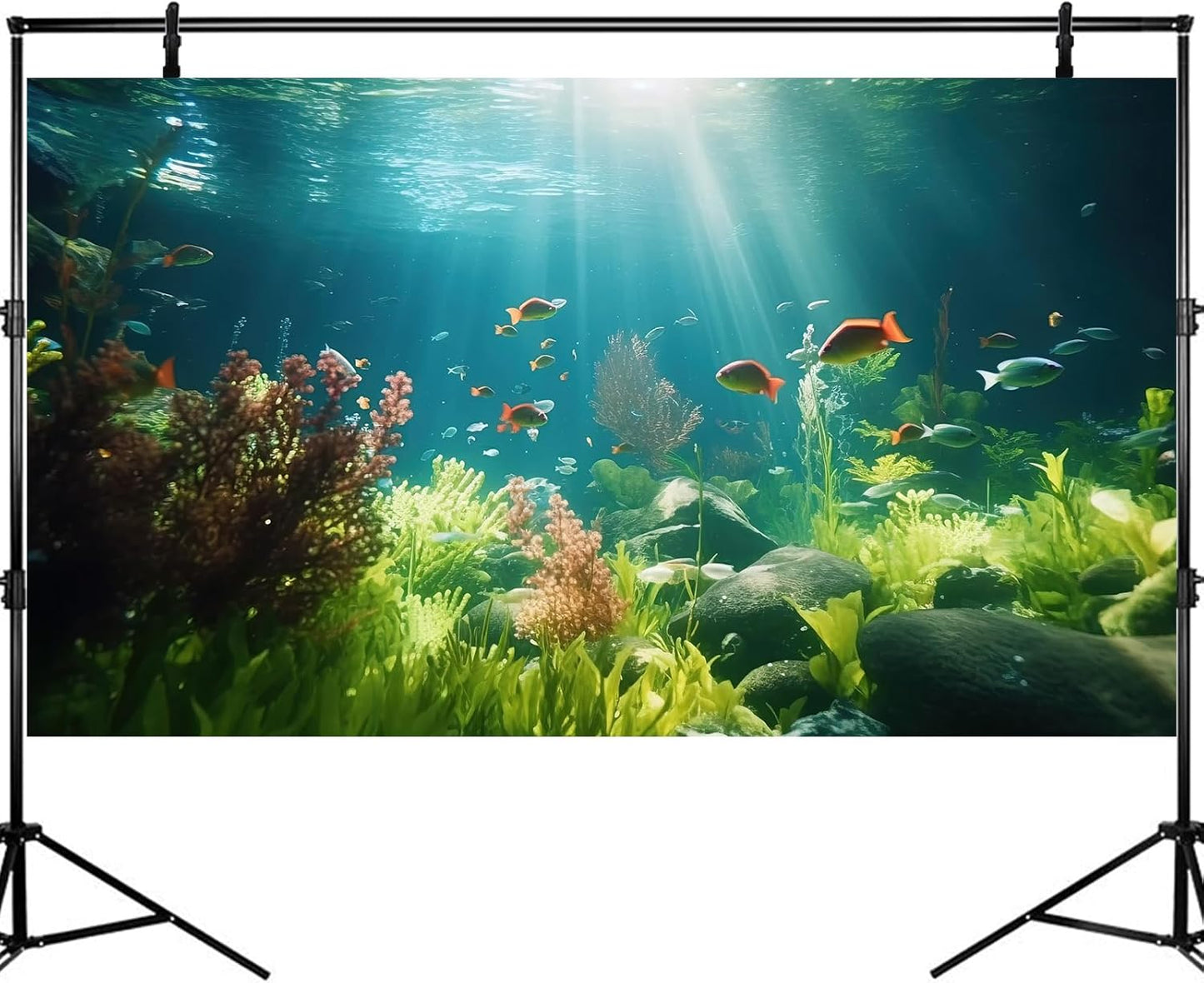 Fish Tank Background Underwater Aquarium Background Under The Sea Aquatic Plants Fish Tank Backgrounds Ocean Floor Rock Terrarium Wallpaper Tropical Fish Aquarium Reptile Tank Backgrounds 24x12in