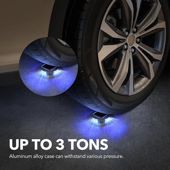 AGPTEK Solar Driveway Lights Outdoor 8 Pack, 2 Color Modes LED Deck Dock Marine Waterproof Security Marker Lights for Step Sidewalk Stair Garden Pathway Walkway Yard(Blue Light/Cool White)