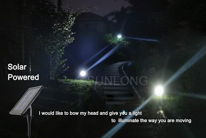 SUNLONG Solar Powered Spot Lights Outdoor Waterproof 2 in 1 Bright Solar SpotLights Power Adjustable for Flag Yard Flagpole Landscape Dusk to Dawn 2 x Spots White