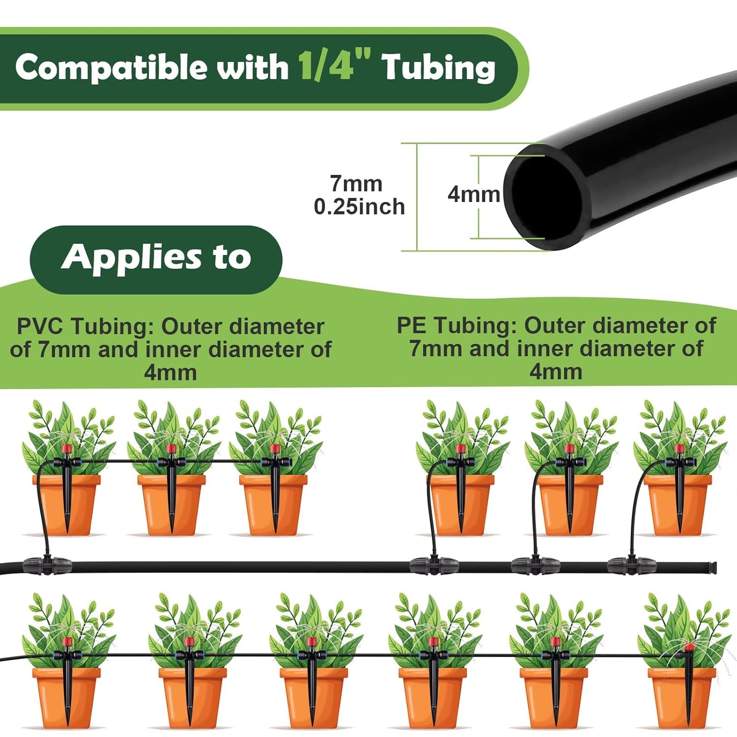 21PCS Adjustable Drip Irrigation Emitters(8-Hole) Kit-Quick Connect for 1/4" Tubing,Dual Adjustment System-Easy to Install Drippers for Precise Garden Watering of Vegetables,Shrubs&Flowers