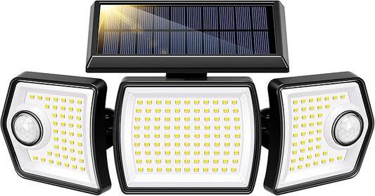 VIVOHOME Linkable Solar Flood Lights Outdoor, 2 Adjustable Motion Sensors Security Lights with 3 Heads, 2500LM, IP65 Waterproof, Solar Powered for Outside, Yard, Porch, Patio