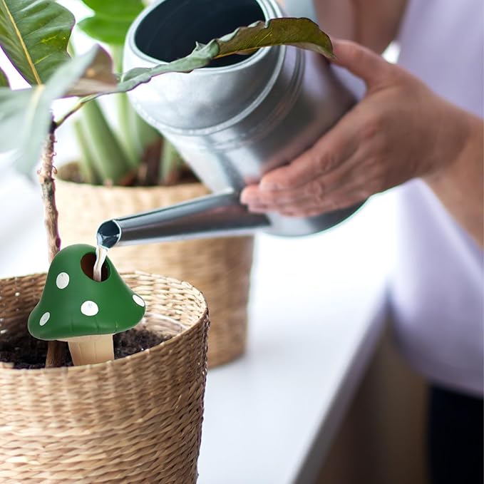 Peohud 8 Pack Self Watering Spikes Mushroom Shaped, Terracotta Plant Watering Globes, Cute Watering Device, Automatic Irrigation Spikes for Indoor Outdoor Potted Plants