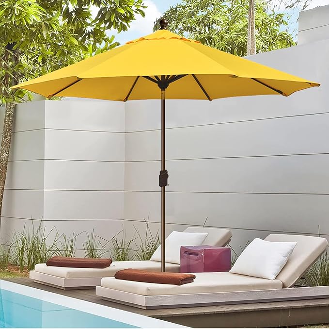 EliteShade USA 10-Year-Non-Fading 10Ft Market Umbrella Patio Umbrella Outdoor Table Umbrella with Ventilation, Sunflower Yellow