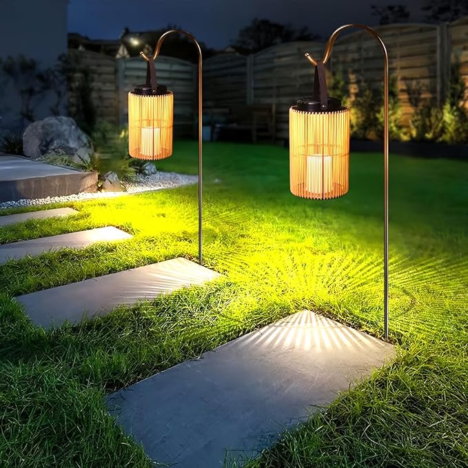 Solar Lanterns for Outdoor Waterproof, ZBLUXBZ Outdoor Table Lamp for Outside Hanging Solar Lights, LED Garden Cordless Lights Perfect for Patio and Pathway Lighting (11-inch Height, Yellow)