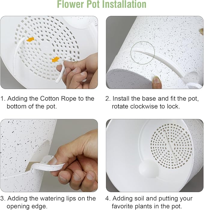 12 inch Large Self Watering Pots, Plant Pots with Mesh Drainage Holes for Indoor Outdoor Plants, Plastic Planters with Deep Reservoir for Garden House Flower Plants, Speckled White