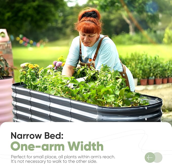 KING BIRD Raised Garden Bed 2.85 ft Tall 9 in 1 Galvanized Planter Garden Box Outdoor for Gardening, Deep Root Vegetables, Flowers 6.6x1.96x2.85 ft, Dark Grey