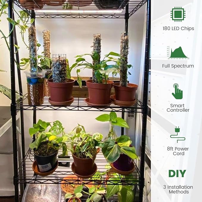 LED Grow Light Strip, 180 LEDs Grow Lights for Indoor Plants Full Spectrum 3000K/6000K/660nm Sunlike Plant Light for Indoor Growing with 3 Spectrum Modes, 16 Inches