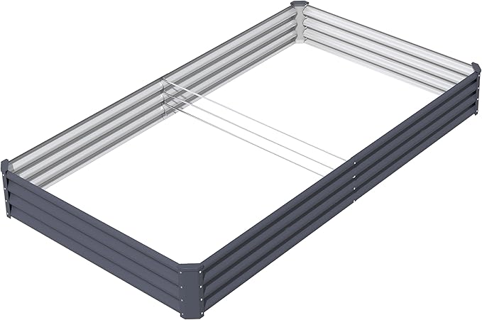 8X4X1ft Raised Garden Bed Kit,Galvanized Raised Garden Beds Outdoor,Large Metal Planter Box Steel Kit Flower Herb,Vegetables..Dark Gray