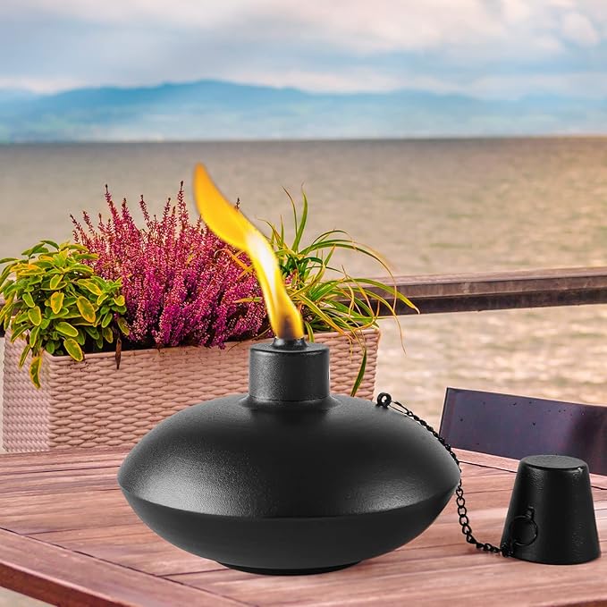 ZSZMFH 4 Pack Metal Table Top Torches,18 oz Citronella Torches for Outside， Refillable Citronella Flame Light Torch with Wicks and Covers, Landscape Lanterns Torches for Party, Garden Decor，DIY