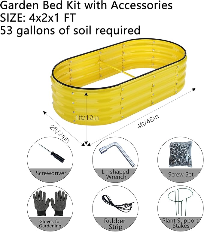 Raised Garden Bed for Gardening Garden Raised Planter Box Outdoor 4x2x1ft Galvanized Planter Raised Garden Bed