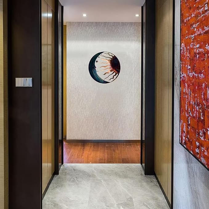 Jannity Metal Sun Wall Decor,11.02 Inches Large Metal Wall Art with Sun Moon Stars Retro Moon Sun Wall Decoration Hanging for Indoor Outdoor Patio Yard Home Garden