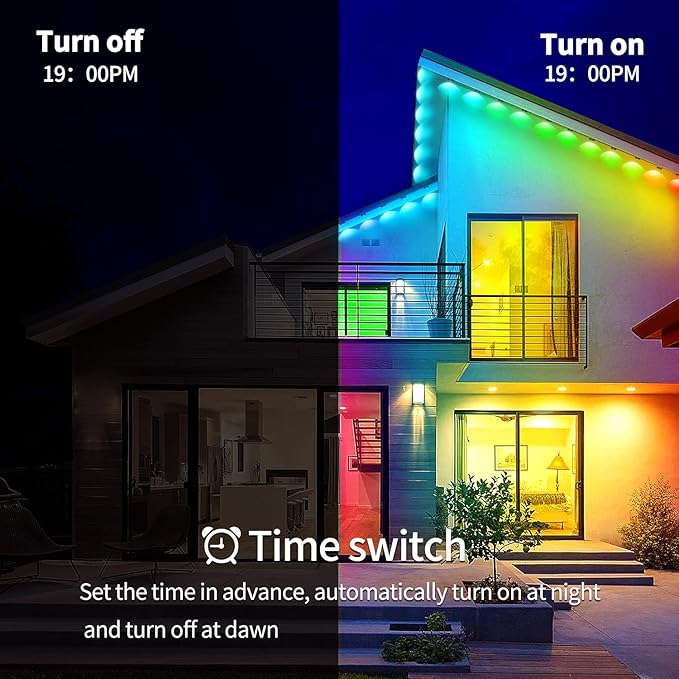 Permanent Outdoor Lights,100ft RGB Eave Light with App Control Remote,IP67 Waterproof LED Lights,Music Sync Outside Light for House,Halloween,Roof,Garden,Christmas,Holiday Decoration