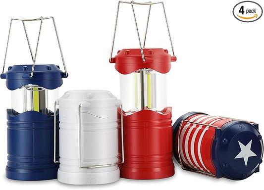 Lichamp LED Camping Lantern, 4 Pack Battery Powered Flashlight for Power Outages, Portable Collapsible Hanging Light Essential for Home, Outdoor, Emergency Lamp Survival Kit Gear for Hurricane, C2