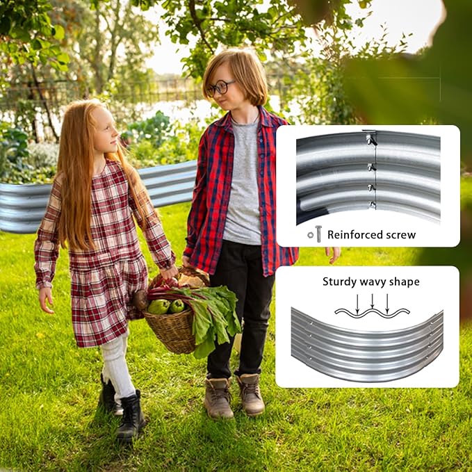 Raised Garden Bed, 6×3×1ft Outdoor Galvanized Planter Boxes, Galvanized Garden Beds Outdoor with Metal Plant Stakes, Large Raised Garden Box, Garden Beds Outdoor for Vegetables Stock Tank