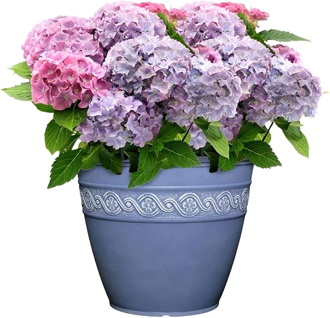 Classic Home and Garden Corinthian Resin Flower Pot Planter, Slate, 10"