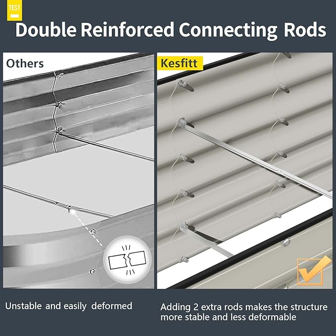 Kesfitt Galvanized Raised Garden Bed Kit,18" Tall 7-in-1 Outdoor Metal Planter Boxes with Safety Edging,8×2×1.5FT Modular Large Steel Raised Beds for Gardening Vegetables Fruits Flower