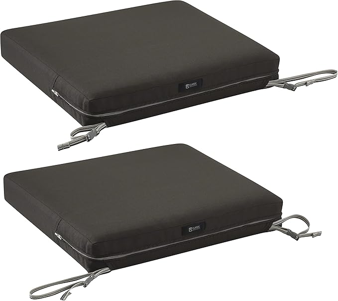 Classic Accessories Ravenna Water-Resistant 21 x 21 x 3 Inch Patio Seat Cushion, Espresso