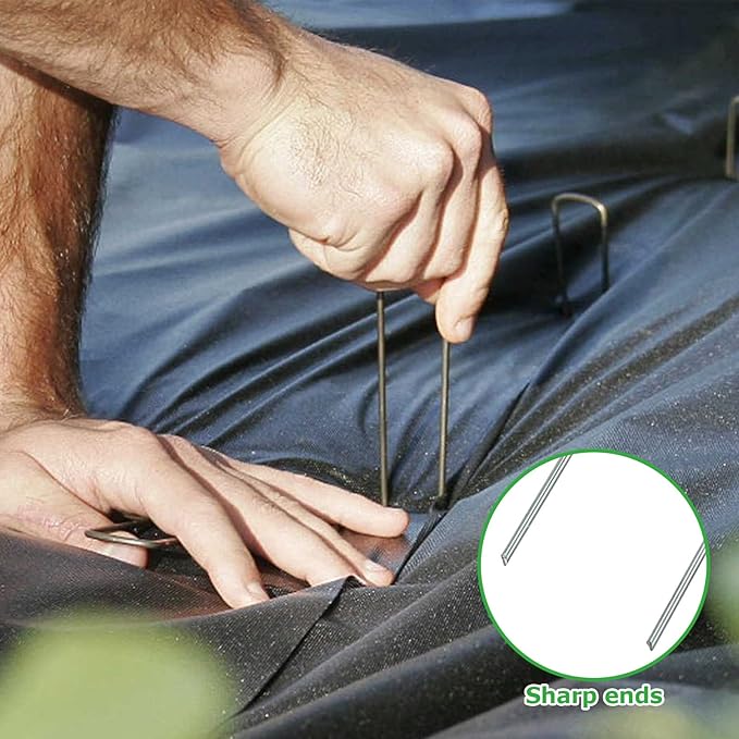 DAJAVE 200 Pack Landscape Staples 6 Inch, 11 Gauge Stakes Galvanized Garden Stakes, U-Shaped Garden Ground Stakes for Landscaping Barrier Fabric Irrigation Hoses Fixed Fences and Tents