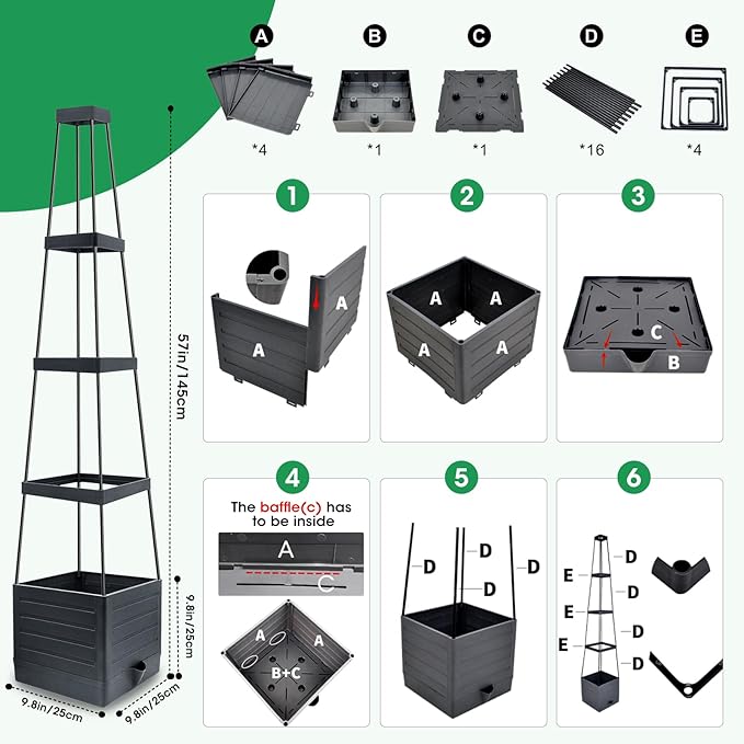 2Pack Raised Garden Bed Planter Box with Trellis, 57" Self-Watering Tomato Cage Planters for Climbing Plants Vegetable Vine Flowers Outdoor & Indoor (57x9.8x9.8IN)