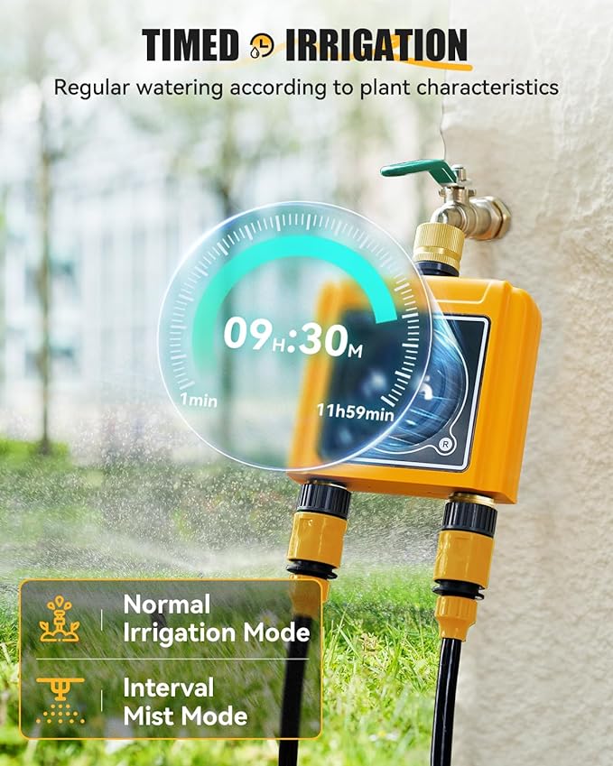 RAINPOINT WiFi Water Timer with Brass Inlet & Outlet，2 Zone WiFi Hose Timer for Lawn,WiFi Sprinkler Controller via APP/Voice Control,Automatic Watering System by Time/Weather/Quantity/Soil Moisture