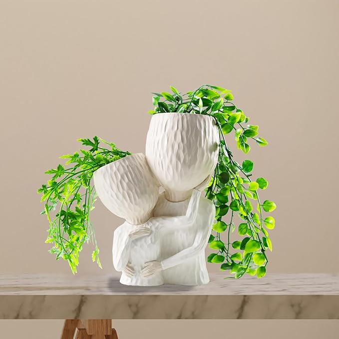 Head Planter for Indoor Plants Face Flower Pots Outdoor Plant Accessories Mug Succulent Planters with Drainage Hole Husband Hug Wife