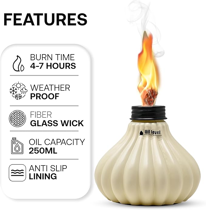 Deco Window Pack of 3 Table Torch for Indoor Outdoor Citronella Oil Tabletop Lamp Landscape Assorted Lantern with Fiberglass Wick & Cap for Garden Patio Yard Party Decor Light